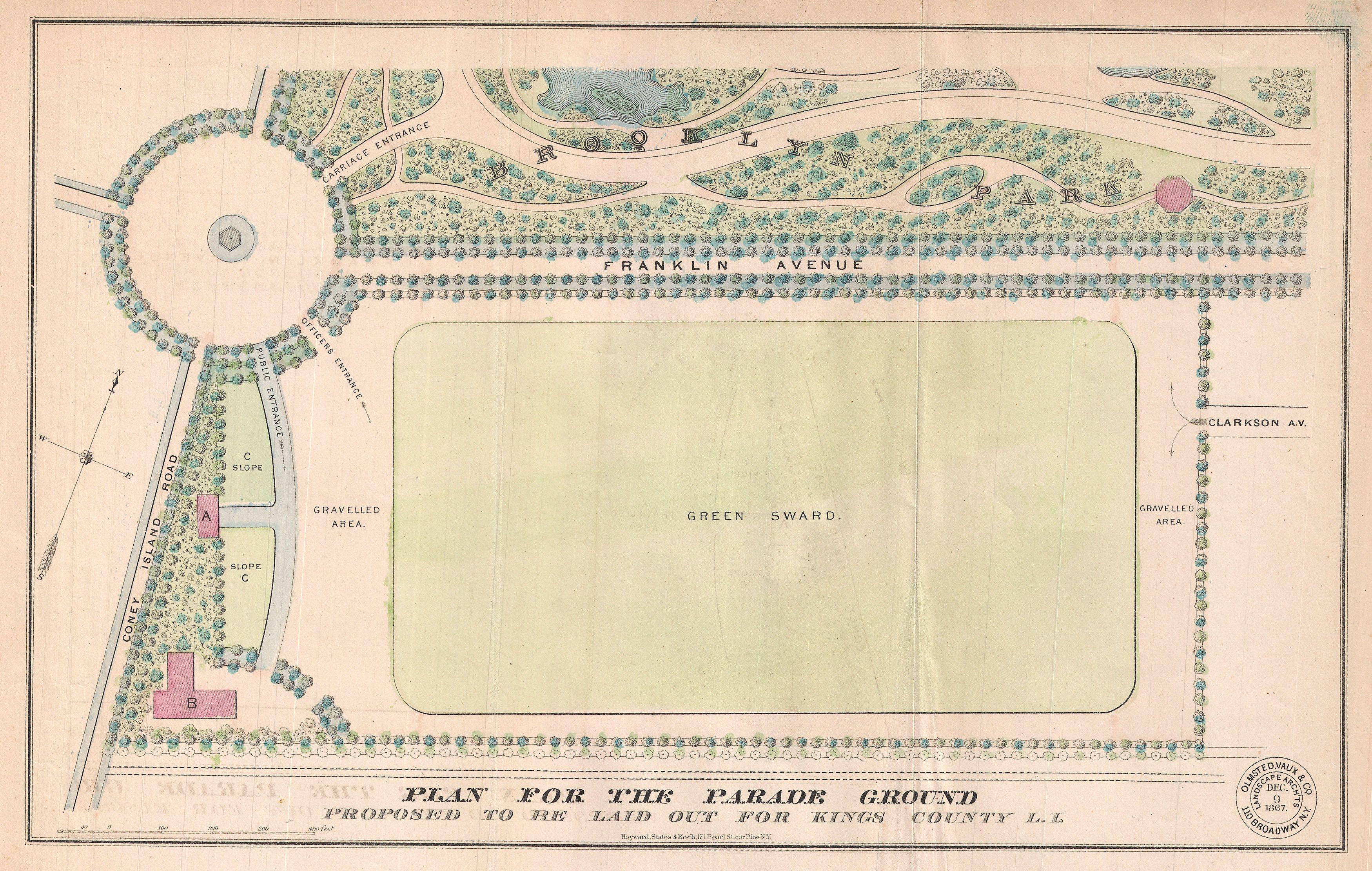 1868 map of Prospect Park Parade Ground