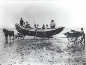 U.S. Life-saving surfmen with surfboat