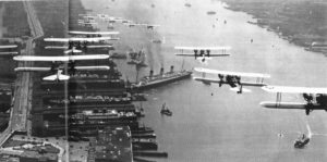 Biplanes over Hudson River