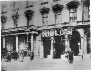 The exterior of Niblo's Garden c.1887.