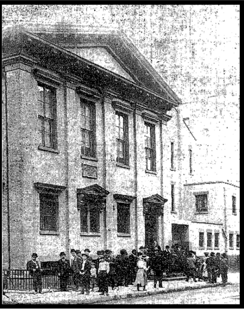 A typical scene outside the Essex Market Police Court in the early 1900s.