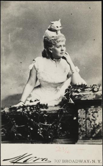 Miss Kate Feering Strong, aka Puss, wore the most offensive cat costume, complete with stuffed cat head, at the Mrs. William K. Vanderbilt's Costume Ball on March 26, 1883. Perhaps the cat hat was the work of Fred Sauter.