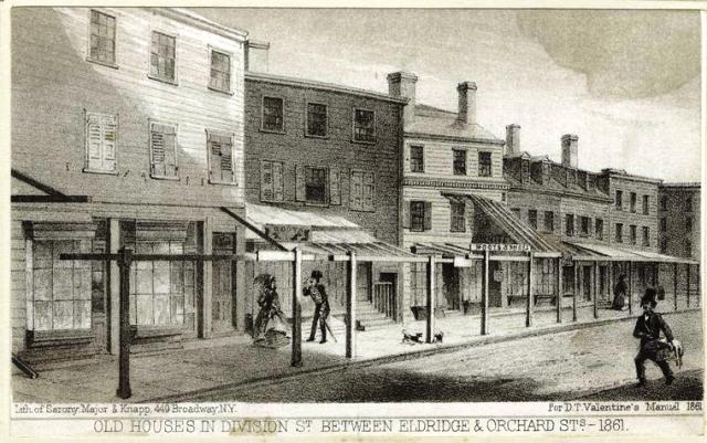 ld houses in Division St. between Eldridge & Orchard Sts., 1861.  