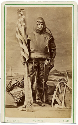 Paul Boyton in rubber life-saving suit, 1880s