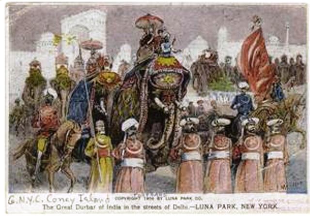 The great durbar of India in the streets of the Delhi-Luna Park, New York. (1904)
