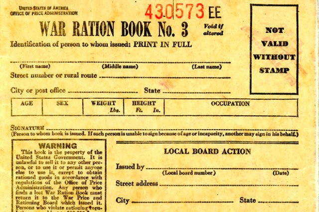 War Ration Book WWII