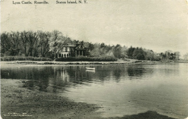 Sometime around 1835, the area formerly known as Smoking Point and Blazing Star was renamed Rossville, after Colonel William E. Ross, a prominent early settler. Ross built his Ross Castle (later called Lyon Castle), a replica of Windsor Castle, on a bluff overlooking the Blazing Star Ferry on the shores of the Arthur Kill. 