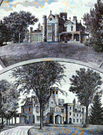 Hurlut Chapman grew up on his family's 40-acre estate, Whitby, on the old Boston Post Road in Rye, New York. The 1854 Gothic Revival house, pictured here in 1887, was sold to New York grocer Joseph Park, the owner of Park and Tilford, in 1886. Today the Whitby Castle still stands on the grounds of the Rye Golf Club and is used as the clubhouse. 