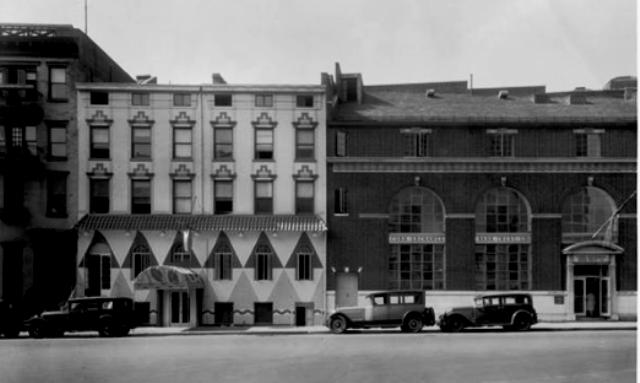 The Corn Exchange Bank building in 1930. Note the new look for Nos. 6 and 8 Sheridan Square, at left.  Museum of the City of New York Collections