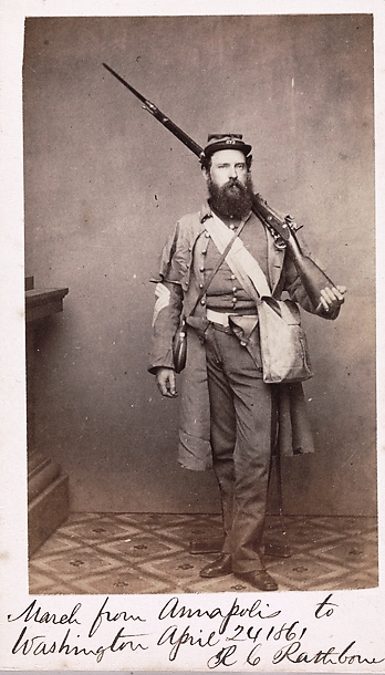 Sergeant Major R.C. Rathbone served with the Seventh Regiment, New York Militia, during the Civil War before settling in Washington Heights. 