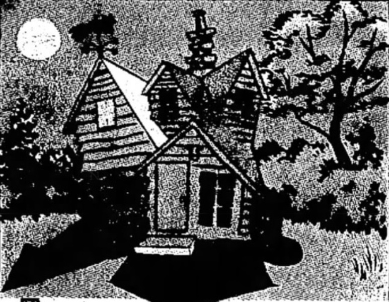 The crooked little house in this 1967 newspaper illustration from Mister Dog by Margaret Wise Brown looks familiar...