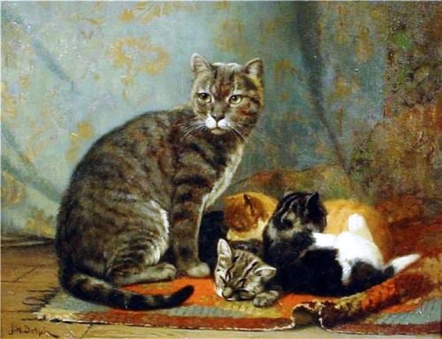 J.H. Dolph Mother with her Kittens