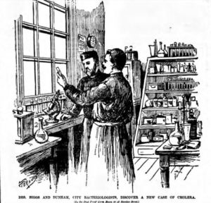 Dr. Briggs in his laboratory on the third floor of 42 Bleecker Street in 1892. 
