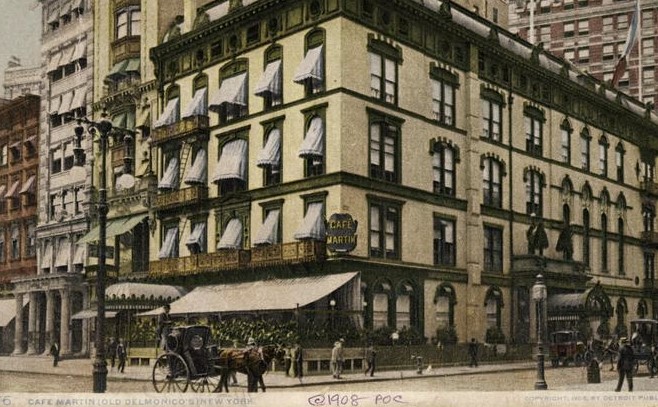 A colorized photo of Cafe Martin from 1908
