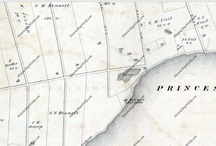 Father Drumgoole purchased the Bennett, Jessup, Vail, and Seguine farms, depicted here in this 1874 map of Richmond County (Staten Island). 