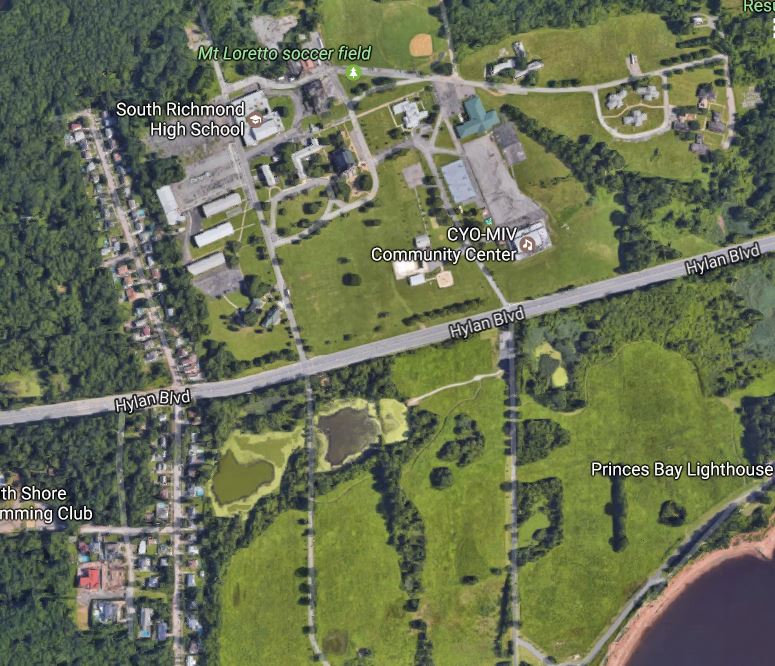 Here's a Google Earth satellite view of the Mt. Loretto Unique Area today.