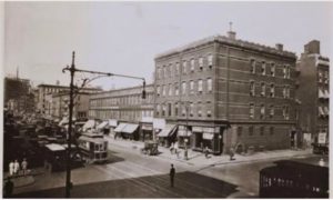 In 1927, all the buildings in this circa 1925 photo were torn down to make room for the 30-story Hotel Lincoln. New York Public Library Digital Collections