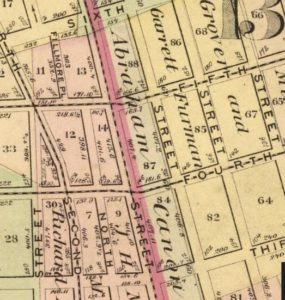 The Grand Street Museum at 166 Grand Street was between Fourth Street (today's Bedford Avenue) and Fifth Street (today's Driggs Avenue). This was once the property of Abraham Cannon (1751-1810), who was an owner of the Grand Street Market in Manhattan.