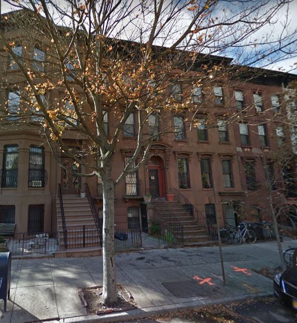 In the late 1800s, John Donovan lived at 144 St. Marks Avenue (left) and Thomas E. Wheeler lived at #138 (far right). All of the Neo-Grec style brownstones were designed by architect Marshall J. Morrill and constructed in the 1880s, at a time when speculative residential development in Prospect Heights increased in anticipation and reaction to the opening of the Brooklyn Bridge in 1883. 