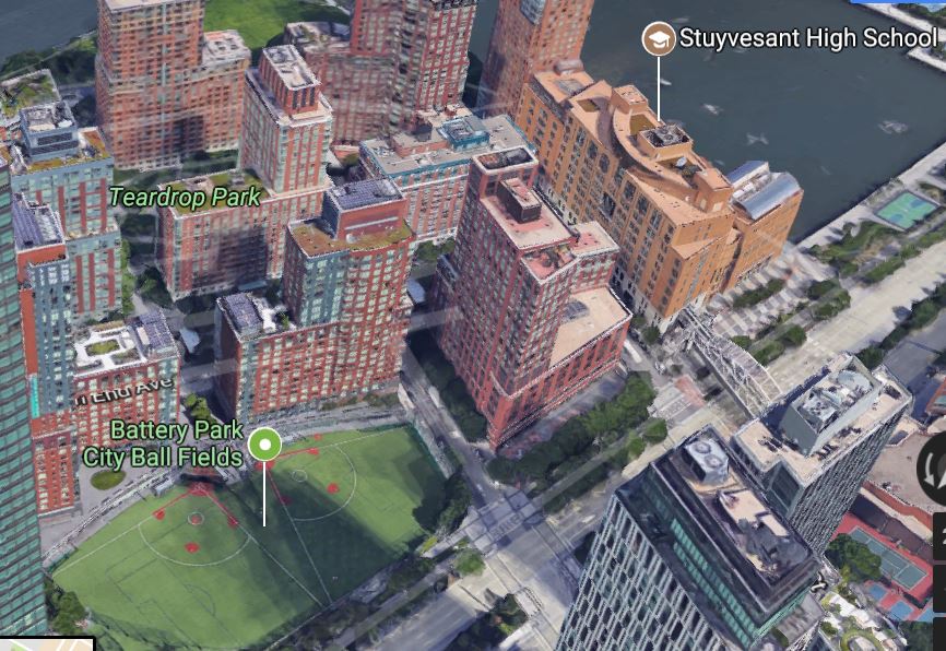 Today, the site where cows once trampled Policeman James Breen is occupied by Stuyvesant High School and the Battery Park City ball fields. 