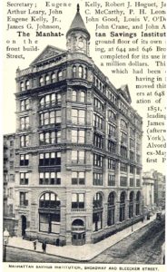 The Manhattan Savings Institution at 644 Broadway