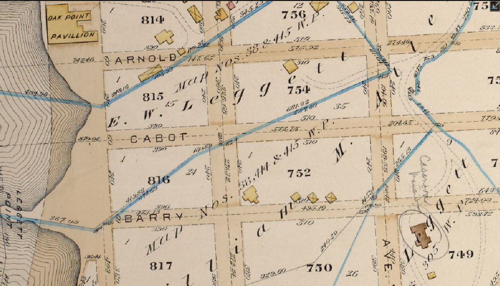 The old Whitlock/Casanova mansion is noted on the 1887 Oak Point map. 