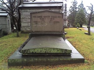 Bo-Bo is buried in the Sickles' family crypt at Beechwoods Cemetery. A staircase leading to a large underground vault is located just under the granite slab. 