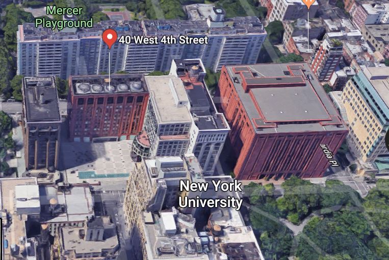 Where the Tisch Building and Gould Plaza stand today at 40 West Fourth Street, Benjamin Dovey had his animal hospital and hotel from about 1872 to 1890.