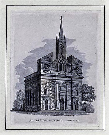 Early parades ended at the original St. Patrick's Cathedral on Mott and Mulberry Streets (St. Patrick's Old Cathedral). This church Built between 1809 and 1815, and designed by Joseph-François Mangin 