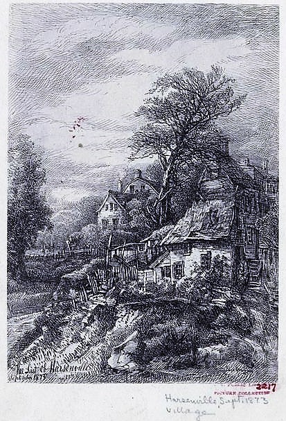 Harsenville was still a bucolic village when this illustration was drawn in 1873, but development was just around the corner. NYPL Digital Collections