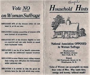 The anti-suffragists were against giving women the right to vote for several reasons.