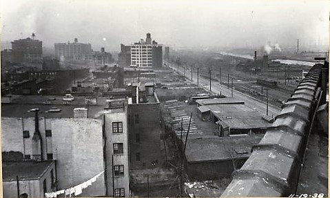 cRoxy's home station was the Long Island Railroad yards in Long Island City, pictured here in 1938, just before the Queens Midtown Tunnel was constructed. All the tenements in this photo were demolished to make way for the tunnel; the sunken plaza and mouth of the tunnel are right about at the foreground of this photo. New York Public Library Digital Collections