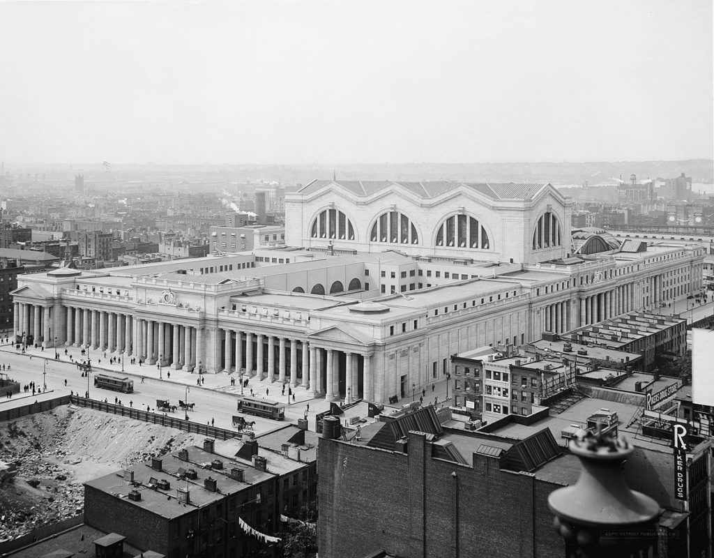 Designed by McKim, Mead, and White and completed in 1910, the original Pennsylvania Station occupied two city blocks from Seventh Avenue to Eighth Avenue and from 31st to 33rd Streets. considered a masterpiece of the Beaux-Arts style and one of the architectural jewels of New York City, the above-ground portion of the building was demolished in 1963 