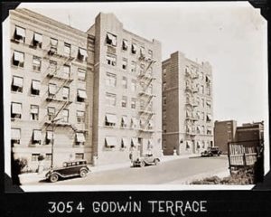 It wasn't until almost 10 years after the auction that large apartment houses such as this one at 3054 Godwin Terrace (pictured in 1940) were constructed. My father's former home at 3033 Godwin Terrace was constructed in 1926,