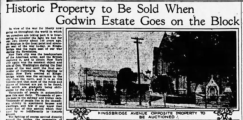 The Godwin Estate auction made the headlines of several New York newspapers in 1917.