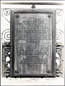 The south terminus of the old King's Bridge is marked by a tablet on St. Stephen’s Methodist Episcopal Church at West 228 St and Marble Hill Avenue.