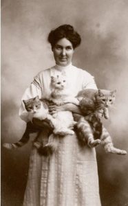 Louisa Hale provided food and water to every stray cat in the neighborhood, However, Dr. Hale was an equal partner with his wife when it came to cat hoarding. (This is not Mrs. Hale but I love this vintage photo.)