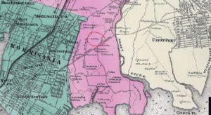 William W. Fox's property is circled in red on this 1867 map.