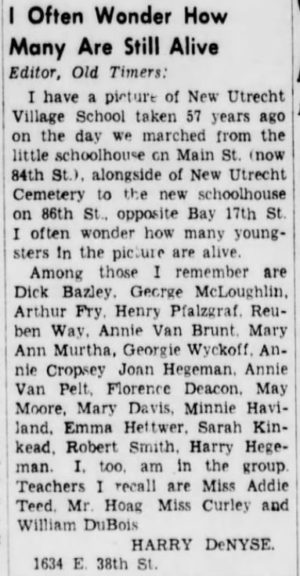 Here's how one resident recalled the move to the new New Utrecht school in a 1940 issue off the Brooklyn Daily Eagle.