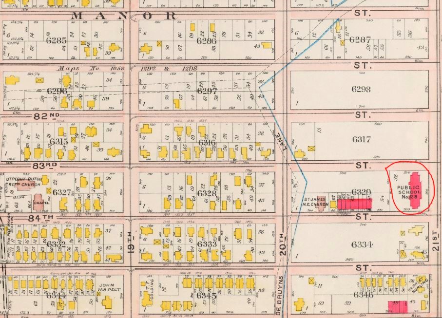 Public School No. 128 is shown on this 1907 map. 