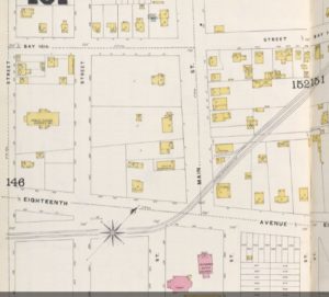 The Village of New Utrecht is shown on this 1884 map. The District One school is noted on the far left of the map.