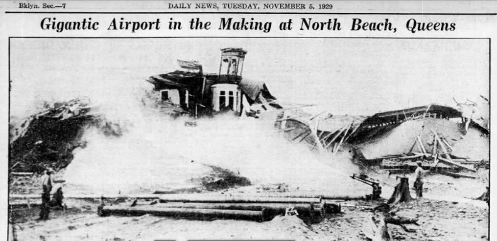 Land and buildings were washed away to create landfill for the new airport at North Beach. 