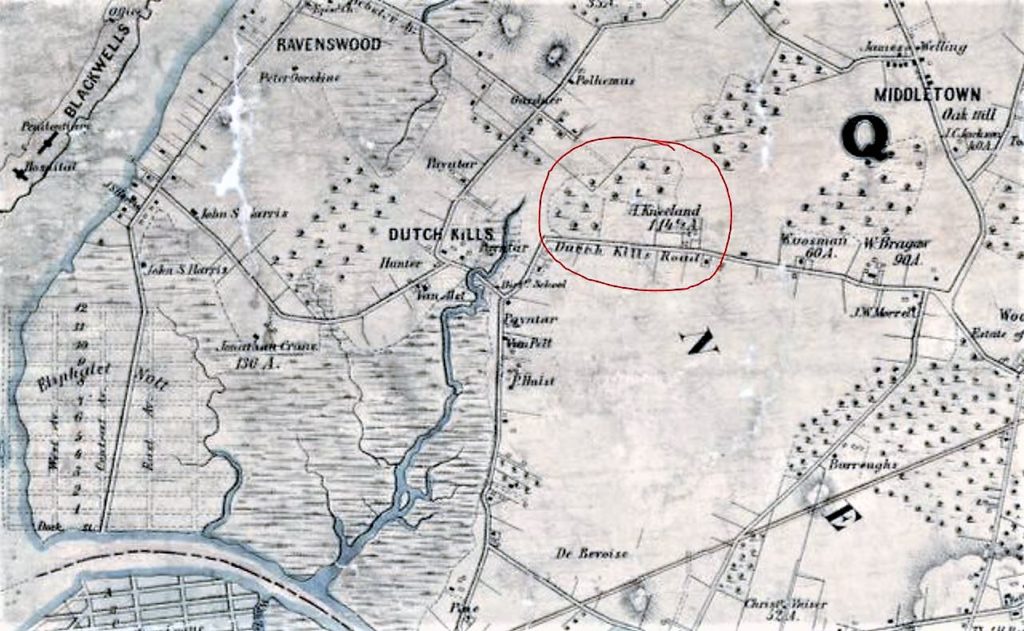 Dutch Kills Road in present-day Sunnyside, Queens  1852
