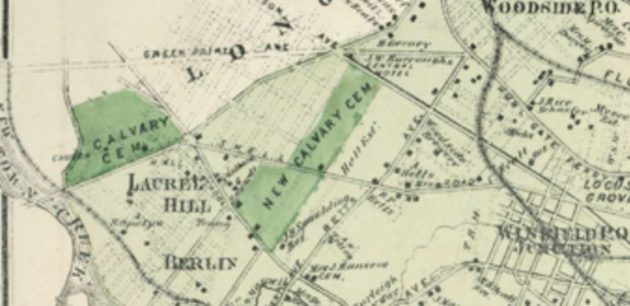 This 1873 clearly shows the two lots separated by the old Shell Road. At this time, the site of the Ruhe Wild Animal Farm was an undeveloped grove of trees.