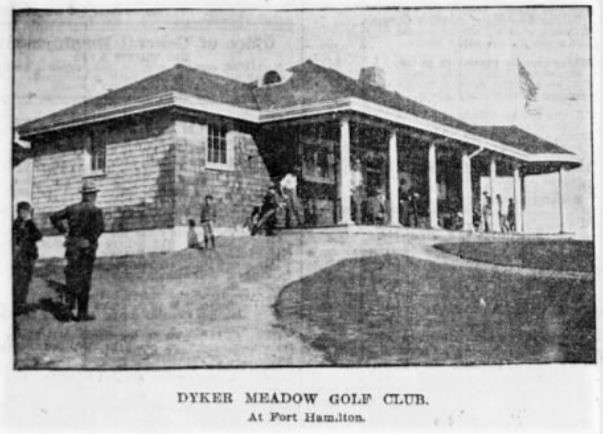 The flag at the original Dyker Meadow clubhouse (pictured here in 1900) was at half mast for several days in honor of the passing of Lillian Vernon. 