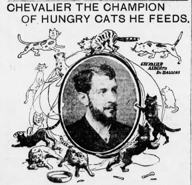 The story of the Chevalier and his cats was reported in dozens of newspapers across the country. This image appeared in the New York Evening World on June 5.