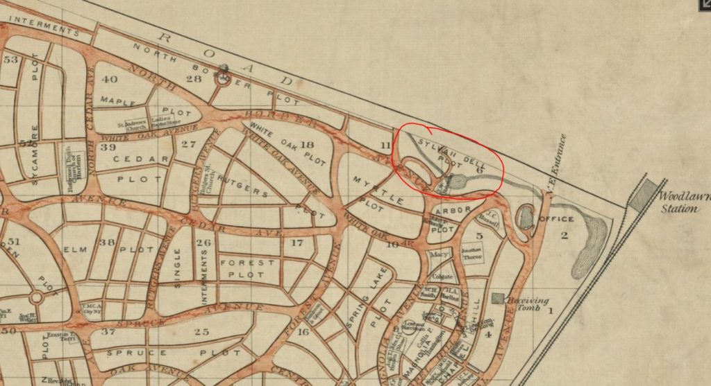 1893 map of Woodlawn Cemetery, Bronx