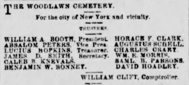 Here are the trustees of the Woodlawn Cemetery in 1864.