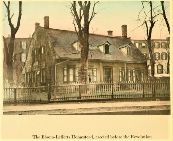 The 18th-century Bloom-Lefferts homestead was at 1224 Fulton Street, near Arlington Place.  
Squire Leffert Leffterts (1727-1804), the son of Jacobus Lefferts, purchased the home in 1791. The last of the Lefferts to live in the home was Cornelia, the granddaughter of Squire Lefferts. When she died in 1857, the home passed to John Bentley. It was torn down around 1908.  