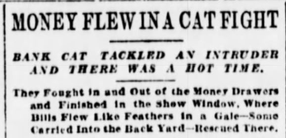 Isaac the Bank Cat story appeared in the New York Sun, November 15, 1900